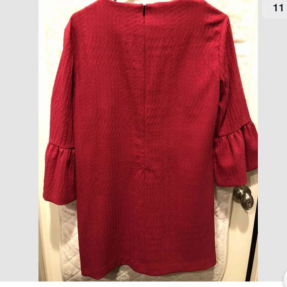 ❤️ZARA FUCHSIA RED DRESS WITH FRILLED SLEEVES - Picture 10 of 10